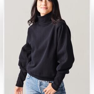 Agolde Black Turtleneck Sweater Womens L Ribbed Oversized Sleeve Fall Casual